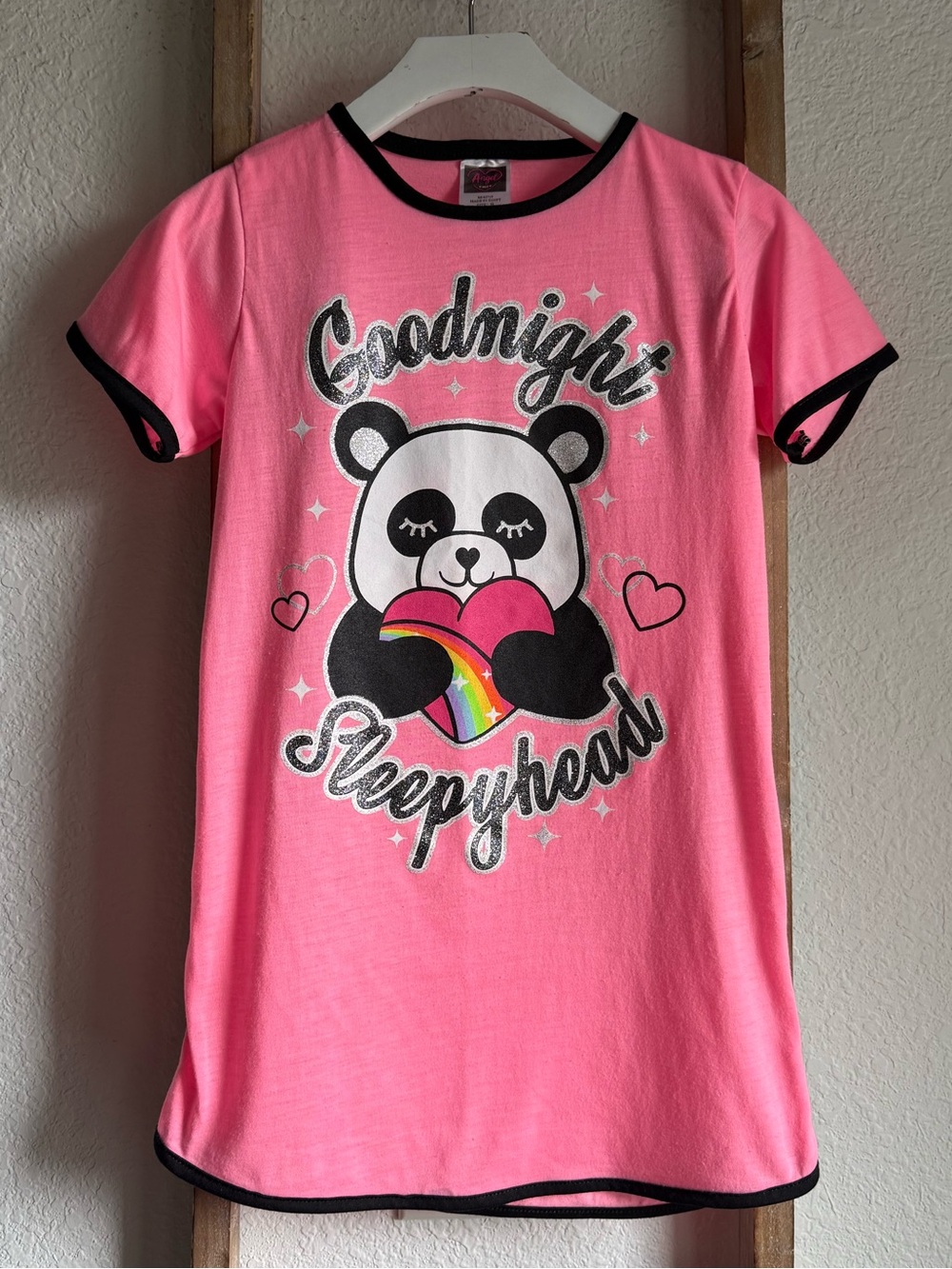 Angel Face Panda Graphic Girls Sleep Gown sz: 8